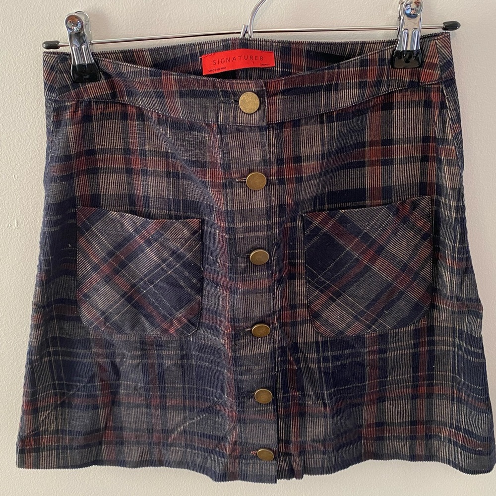 Plaid Corduroy School Girl Skirt